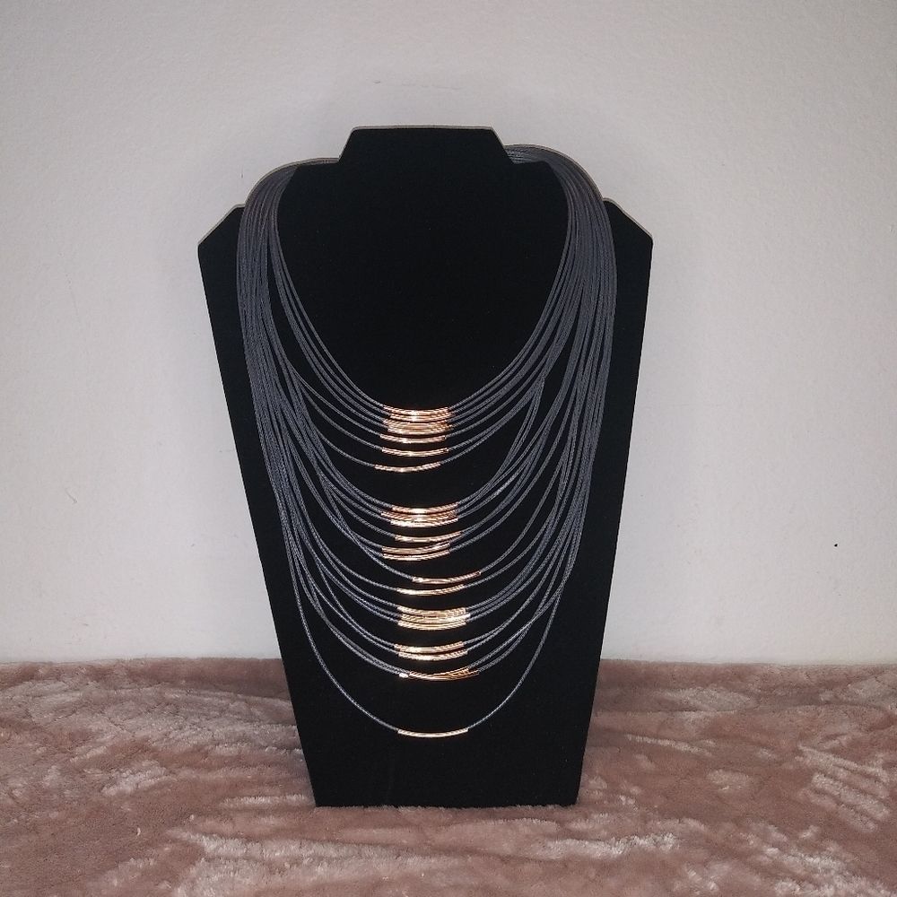 Gray & Goldtone Multilayered Rope Necklace